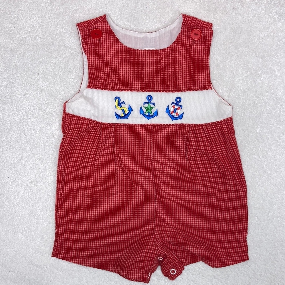 Vintage Samara anchor nautical red plaid jon jon 18m